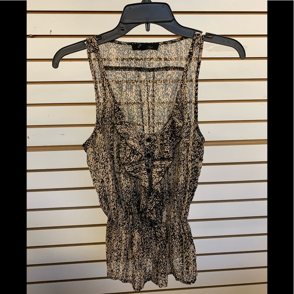 Forever 21 Shear Front Ruffle Blouse, Size Small.